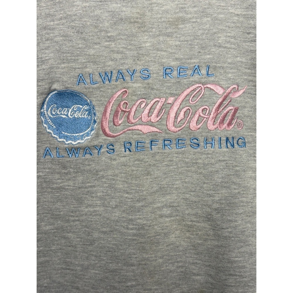 Coca Cola Sweatshirt Womens Gray Embroidered Logo Long Sleeve Crewneck L Vintage
